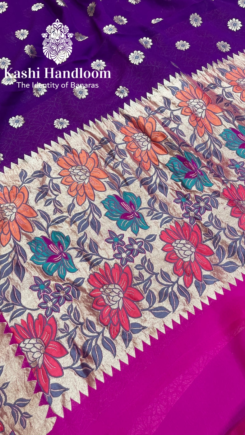 Banaras Handloom Pure Khaddi Tussar Georgette Saree