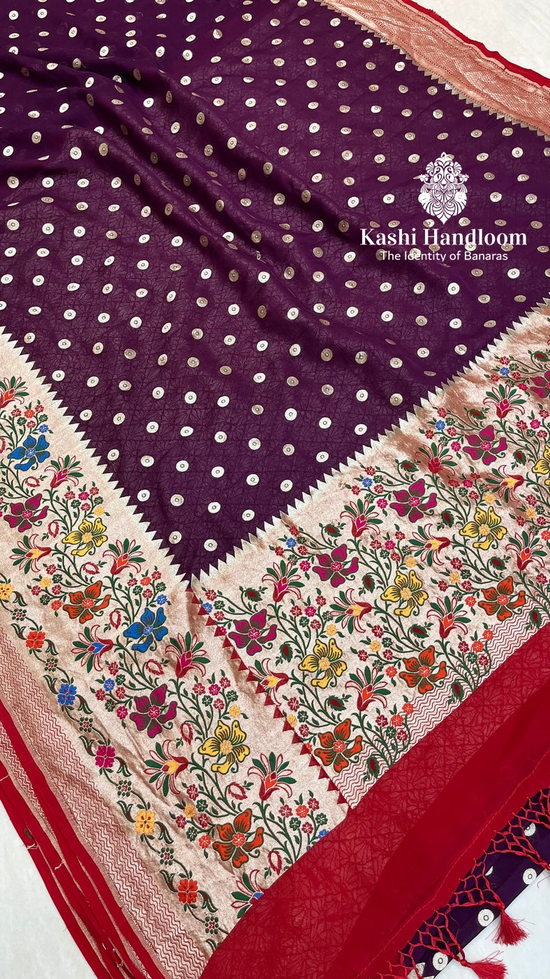 Banaras Handloom Pure Khaddi Tussar Georgette Saree
