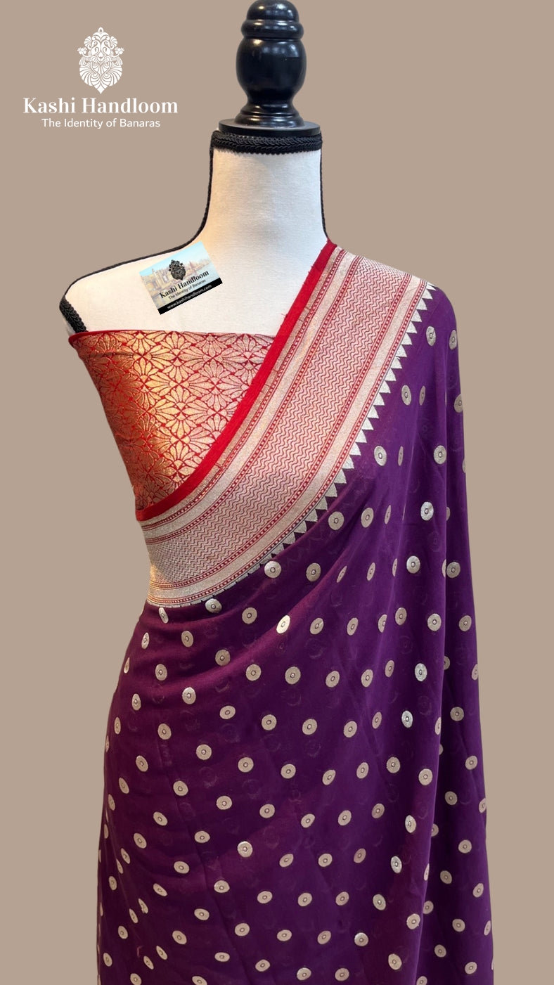 Banaras Handloom Pure Khaddi Tussar Georgette Saree