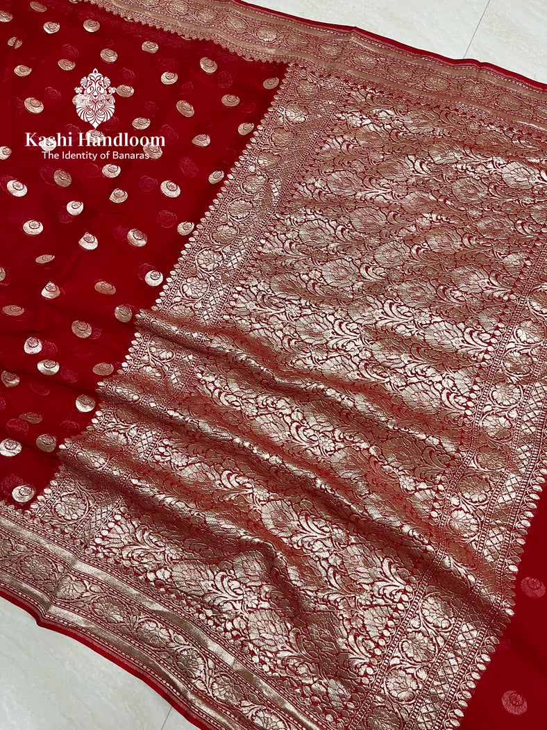 Banaras Handloom Khaddi Georgette Saree Water Zari