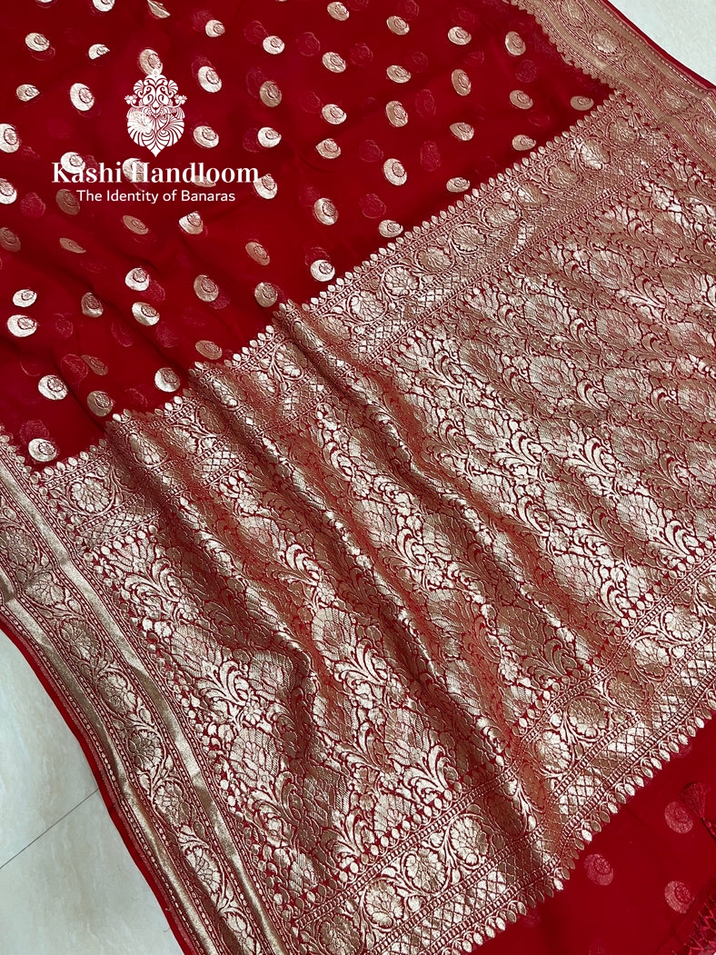 Banaras Handloom Khaddi Georgette Saree Water Zari