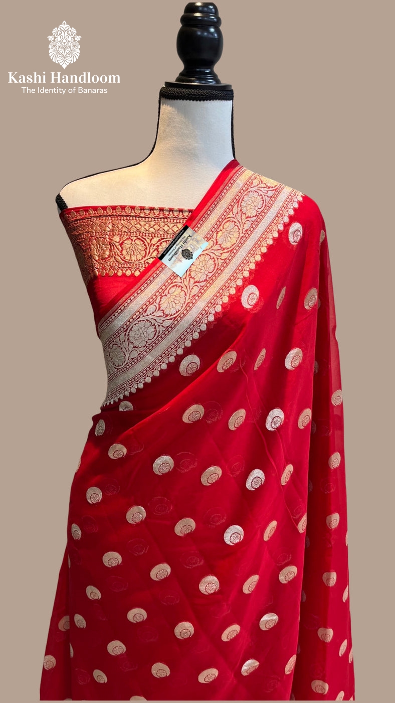 Banaras Handloom Khaddi Georgette Saree Water Zari