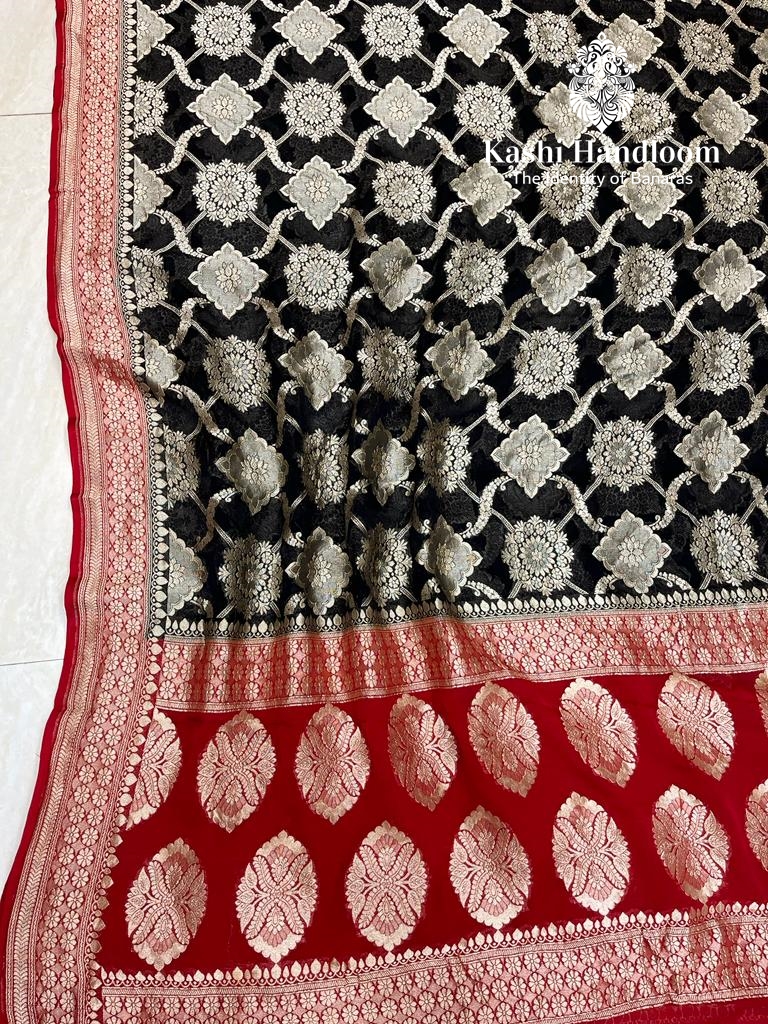Banaras Handloom Khaddi Georgette Saree Zari Water Zari