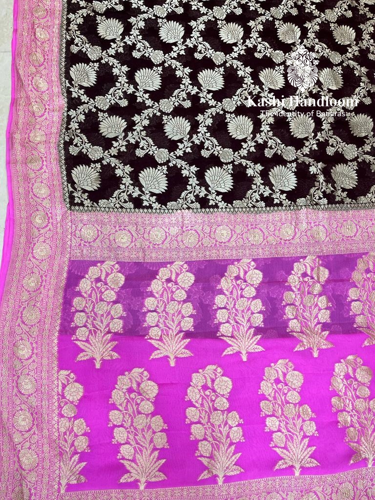 Banaras handloom Khaddi Georgette Saree Water Zari