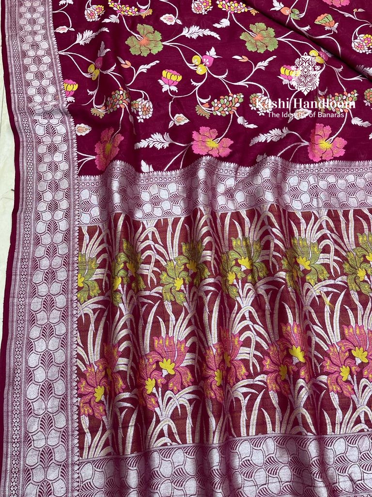 Banaras Handloom Pure khaddi Tussar Georgette Saree