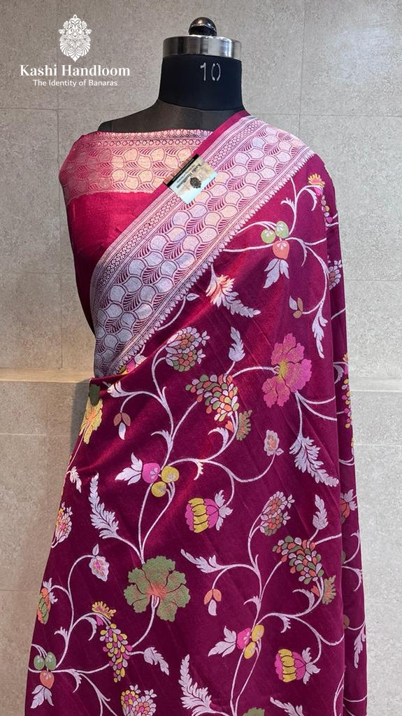 Banaras Handloom Pure khaddi Tussar Georgette Saree