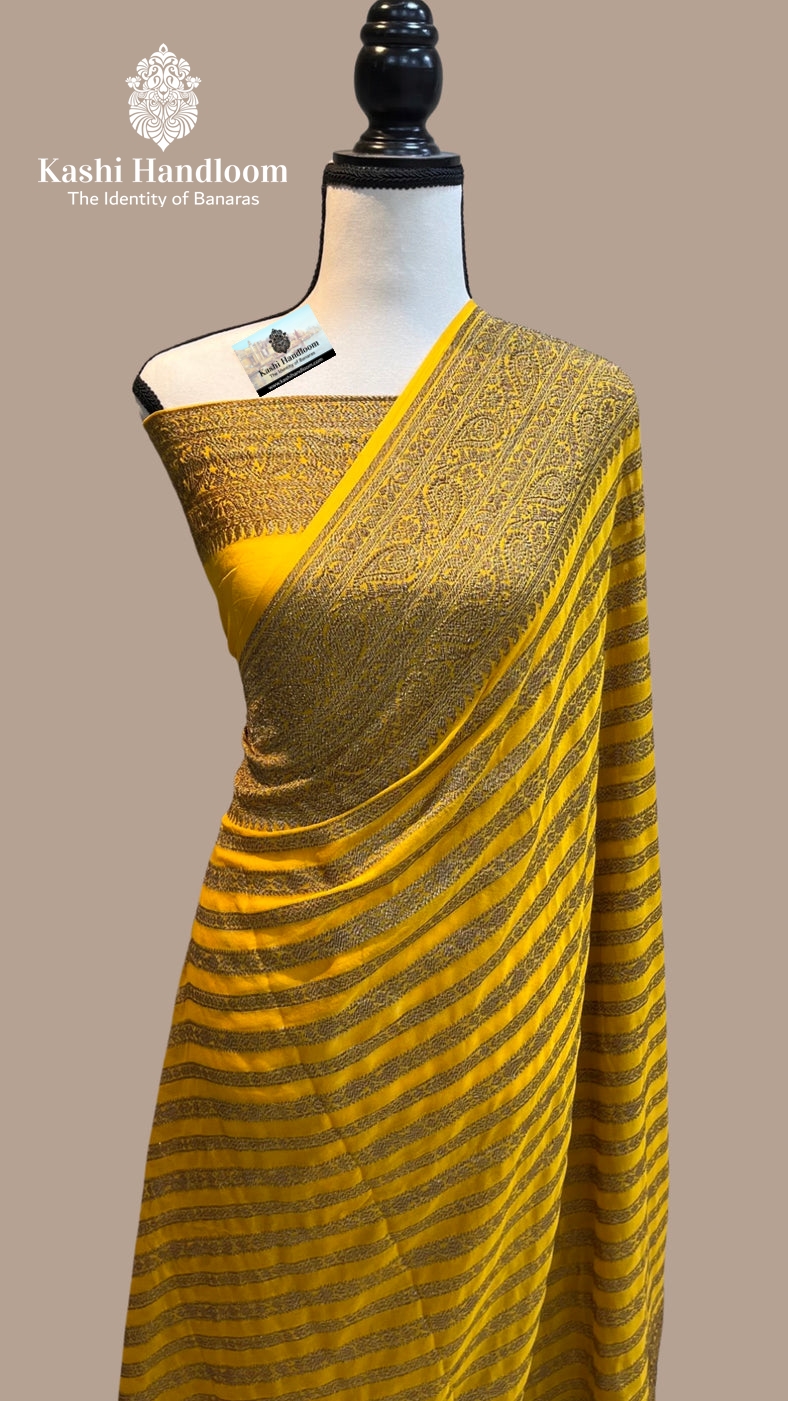 Banaras Handloom Khaddi Georgette Saree Antique Zari