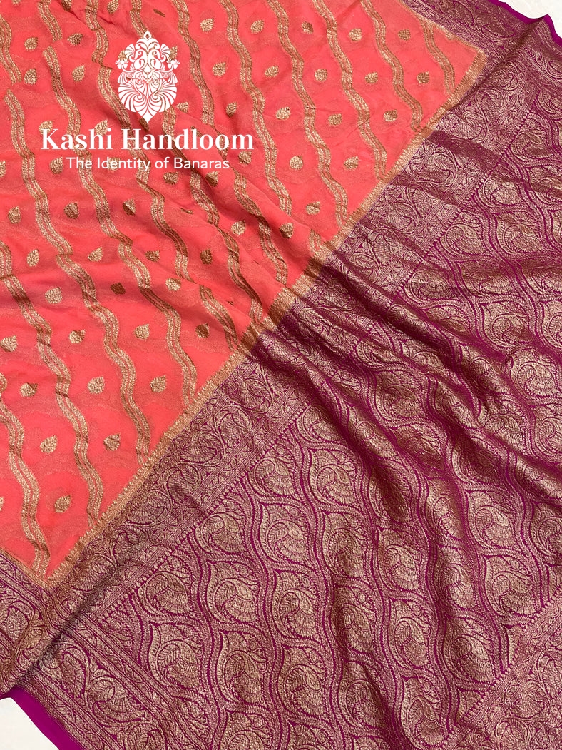 Banaras Handloom Khaddi Georgette Saree Antique Zari