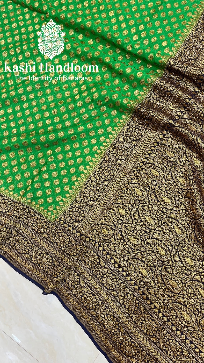 Banaras Handloom Khaddi Georgette Saree Antique Zari