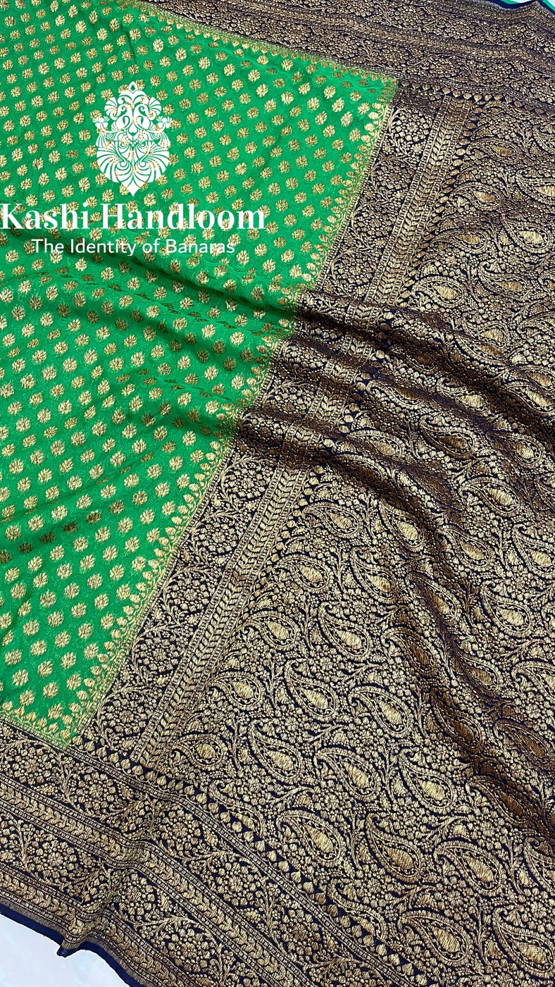 Banaras Handloom Khaddi Georgette Saree Antique Zari