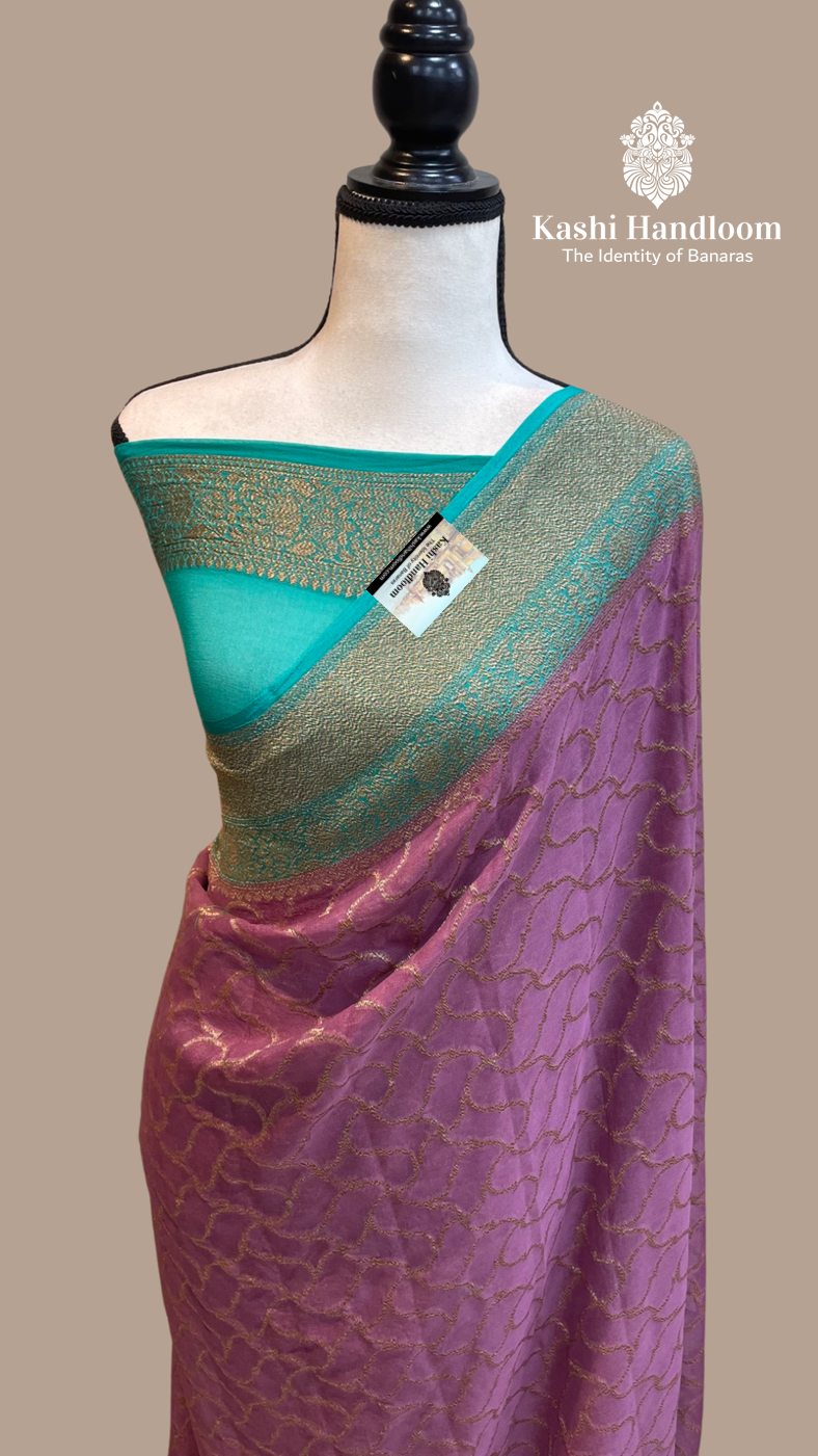 Banaras Handloom Khaddi Georgette Saree Antique Zari