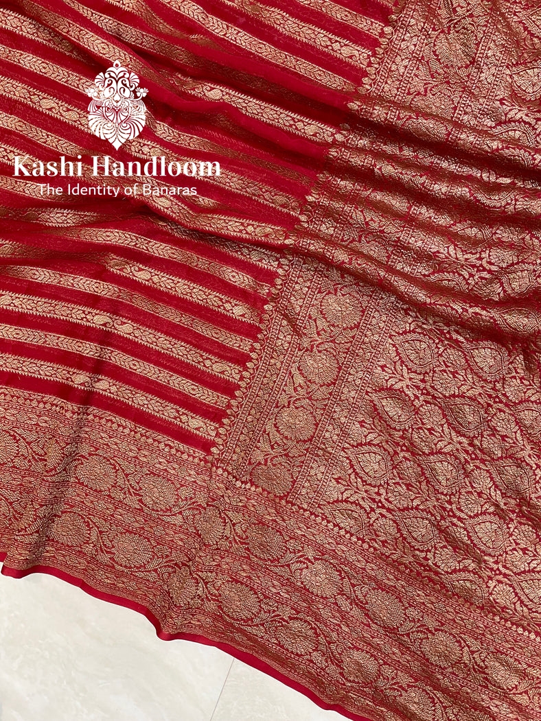 Banaras Handloom Khaddi Georgette Saree Antique Zari