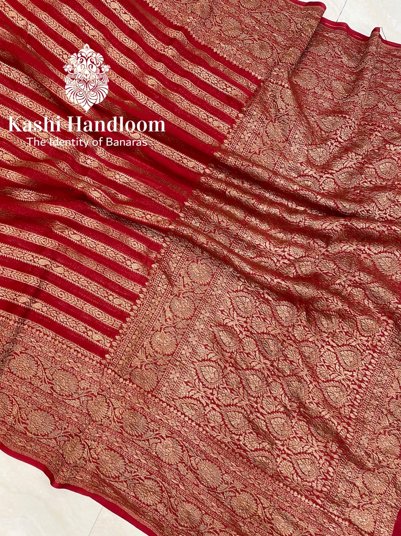 Banaras Handloom Khaddi Georgette Saree Antique Zari