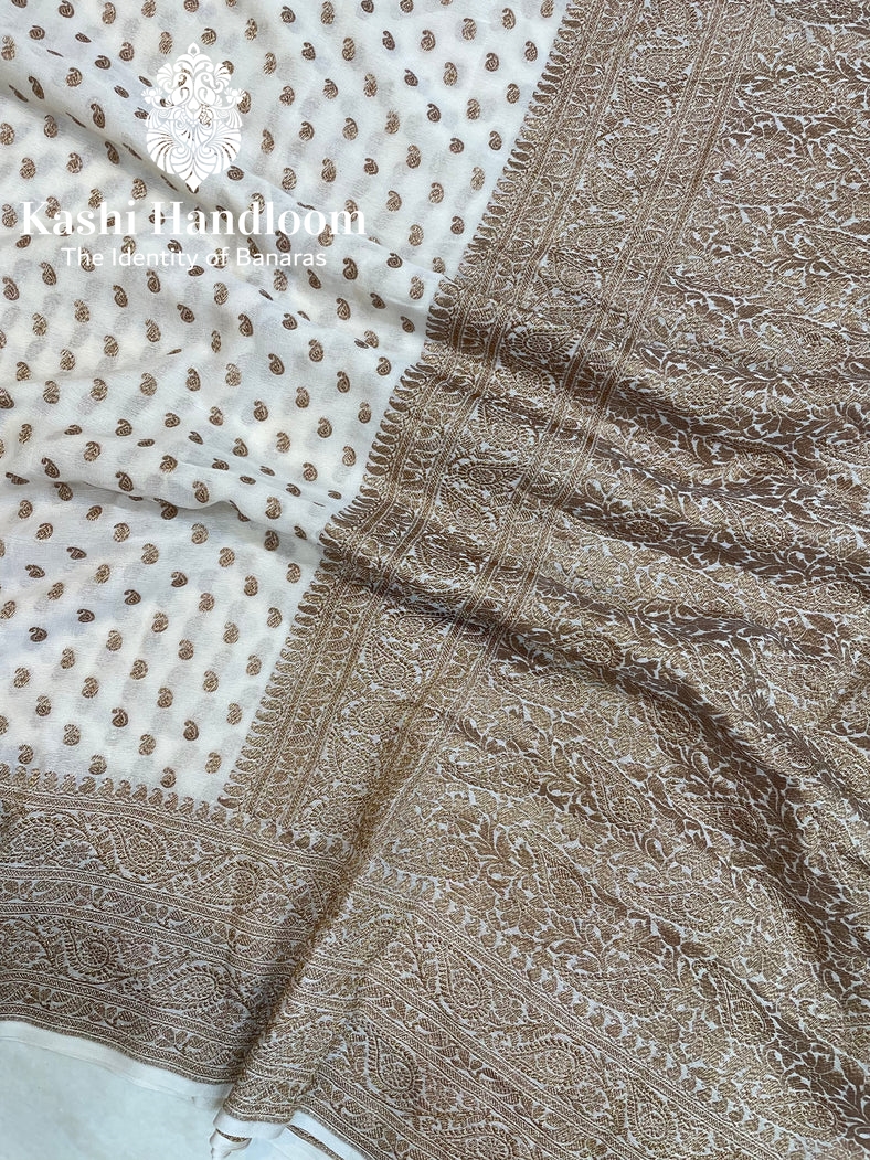 Banaras Handloom Khaddi Georgette Saree Antique Zari