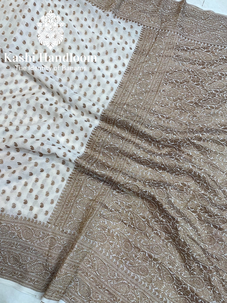 Banaras Handloom Khaddi Georgette Saree Antique Zari