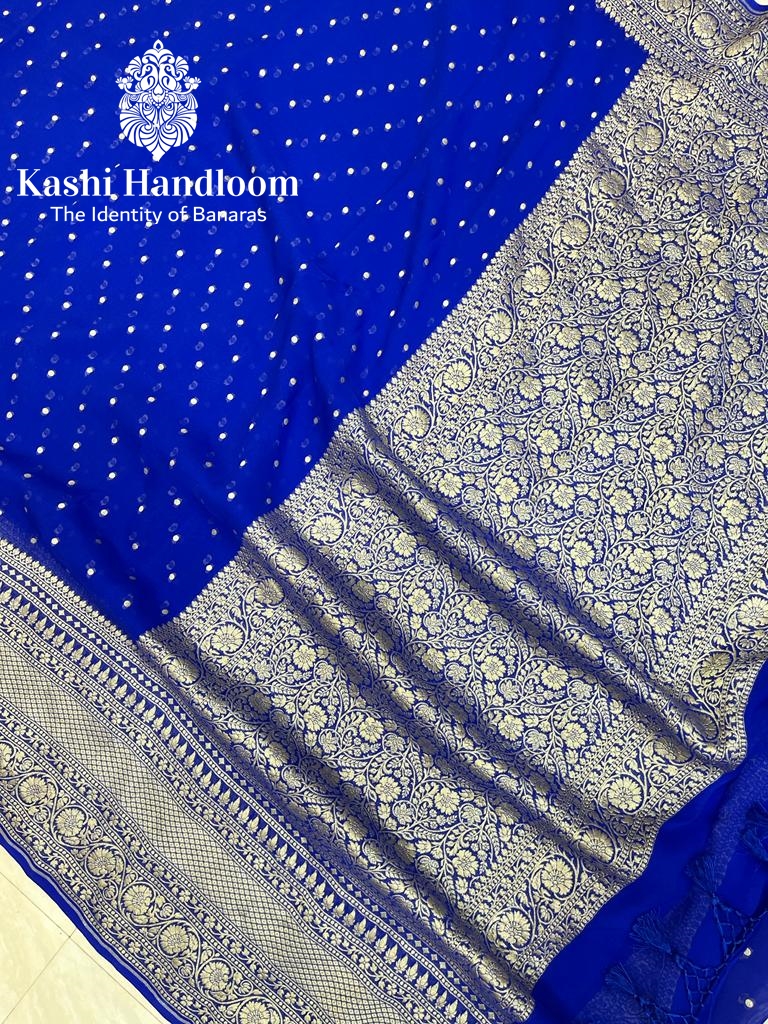 Banaras Handloom Khaddi Georgette Saree { Gold zari }
