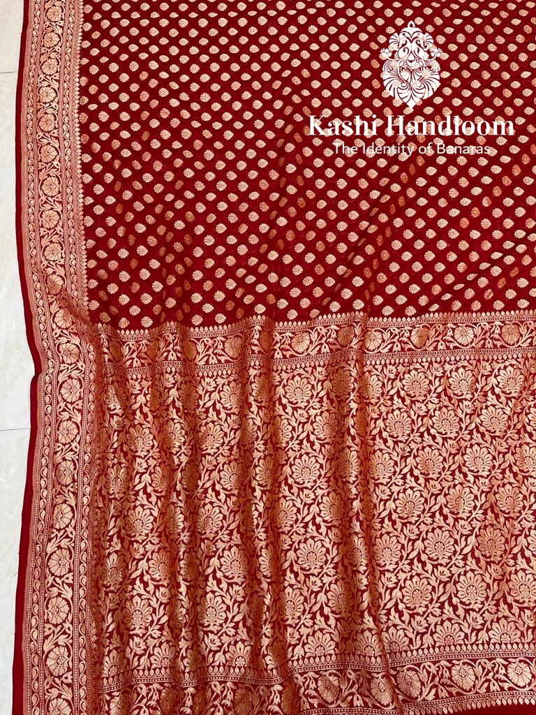 Banaras Handloom Khaddi Georgette Saree { Gold zari }