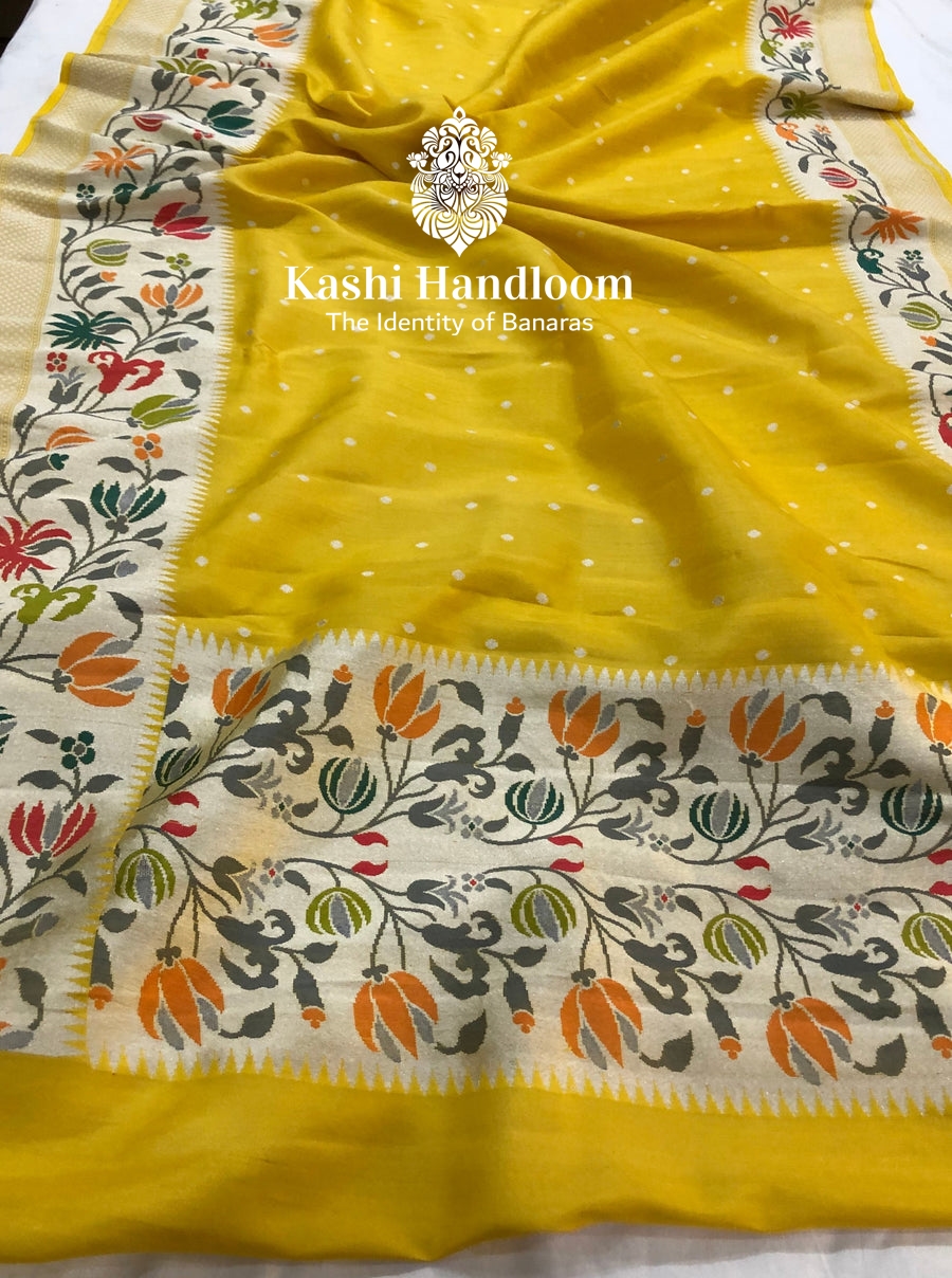 Banaras Handloom Pure Khaddi Tussar Georgette Saree
