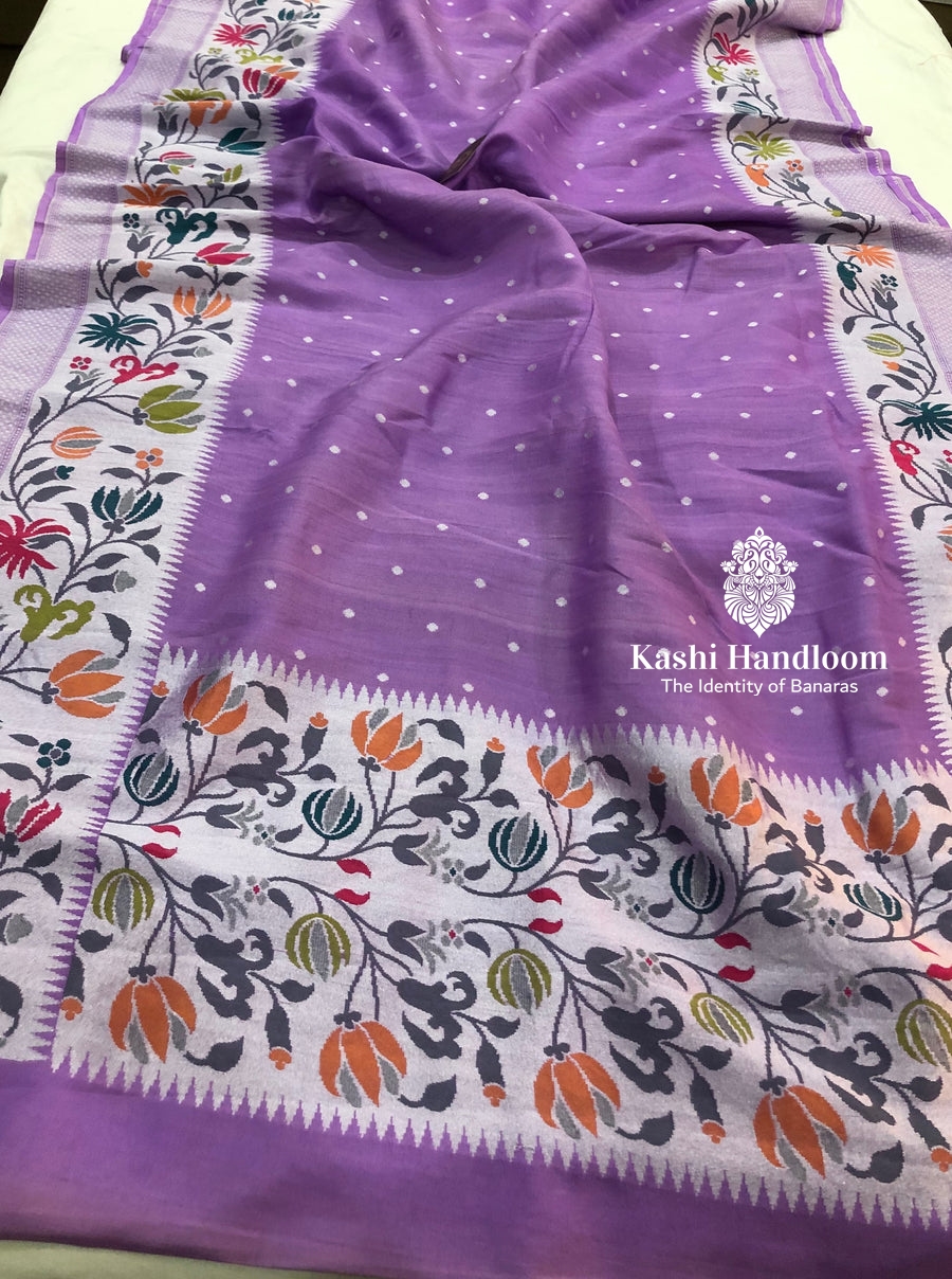 Banaras Handloom Pure Khaddi Tussar Georgette Saree