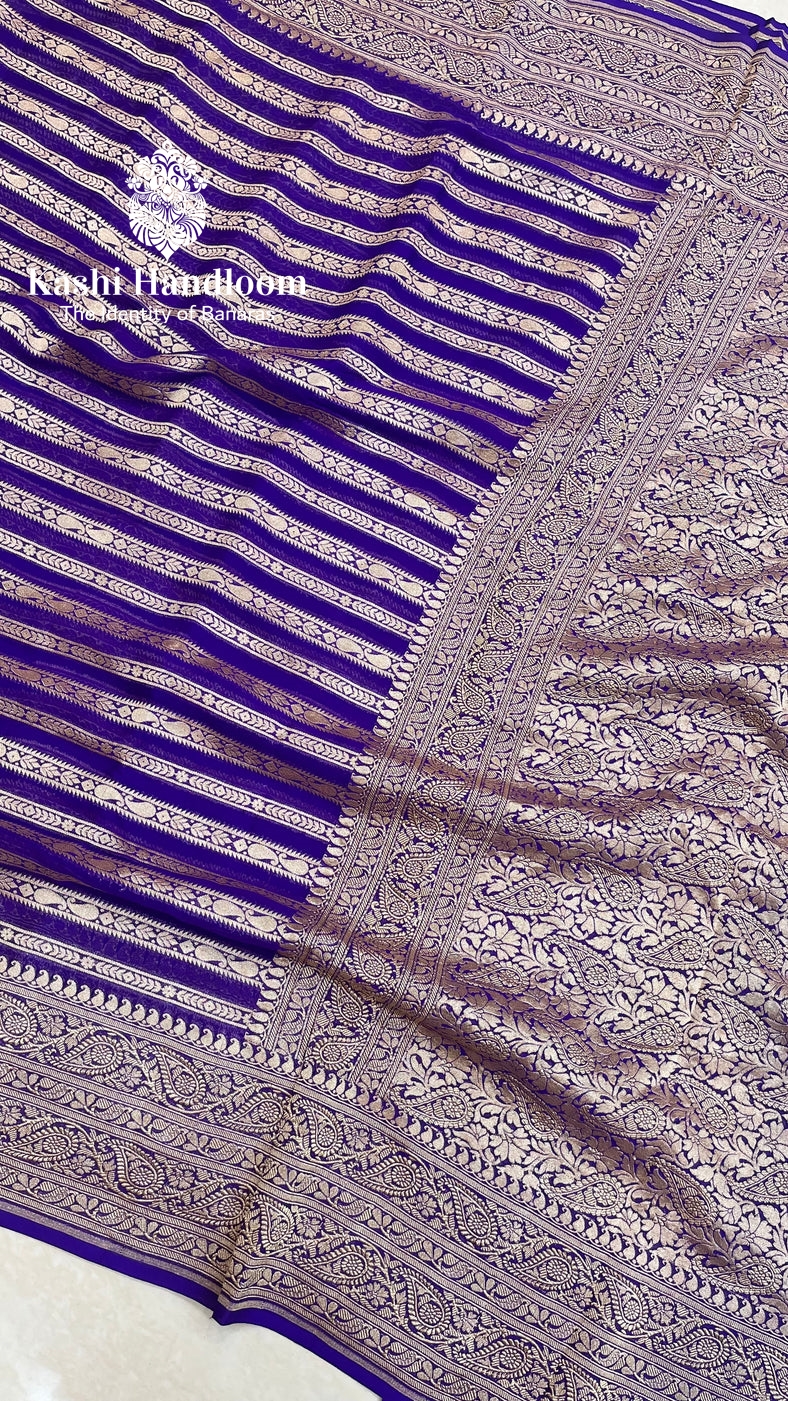 Banaras Handloom Khaddi Georgette Saree { Gold zari }