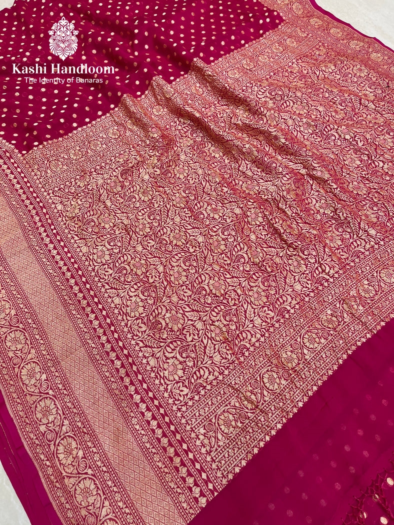 Banaras Handloom Khaddi Georgette Saree { Gold zari }