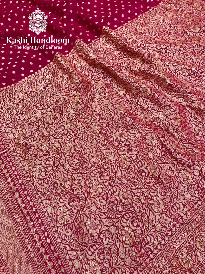 Banaras Handloom Khaddi Georgette Saree { Gold zari }