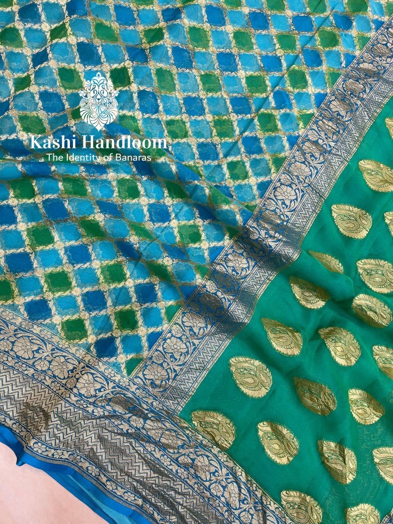 Banaras Handloom Khaddi Georgette Saree { Gold zari }
