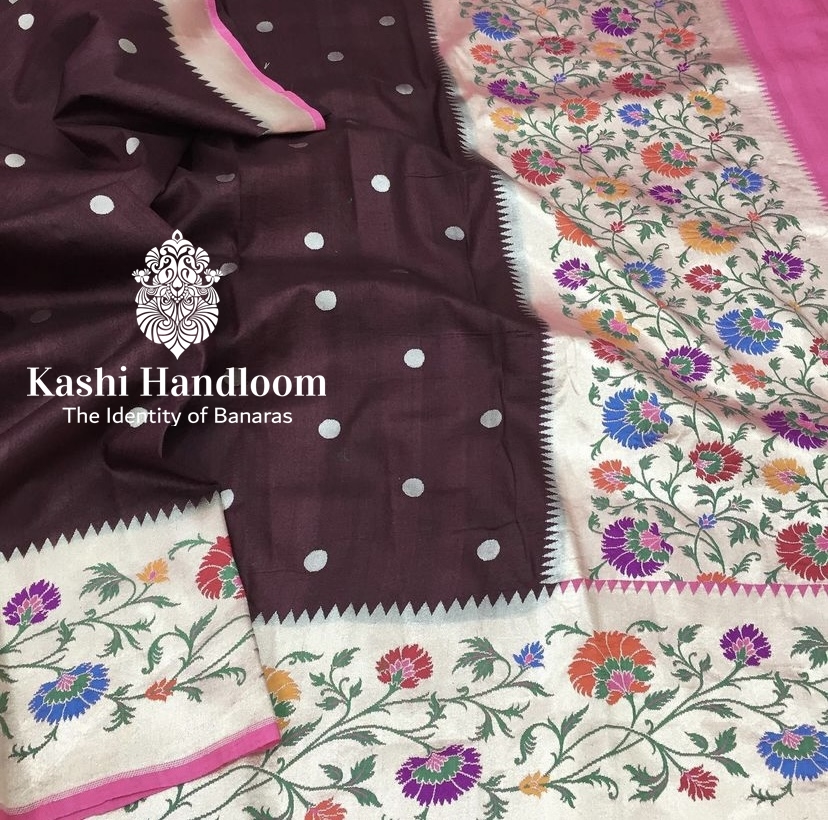 Banaras Handloom Pure Khaddi Tussar Georgette Saree
