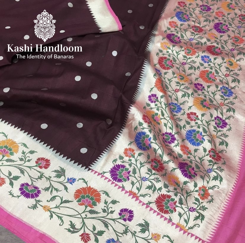 Banaras Handloom Pure Khaddi Tussar Georgette Saree