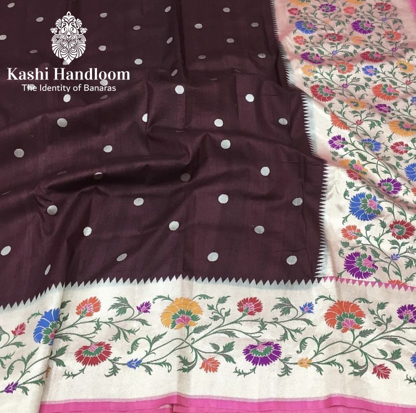 Banaras Handloom Pure Khaddi Tussar Georgette Saree