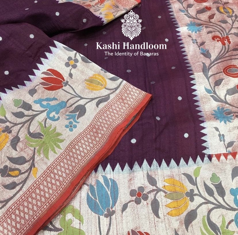Banaras Handloom Pure Khaddi Tussar Georgette Saree