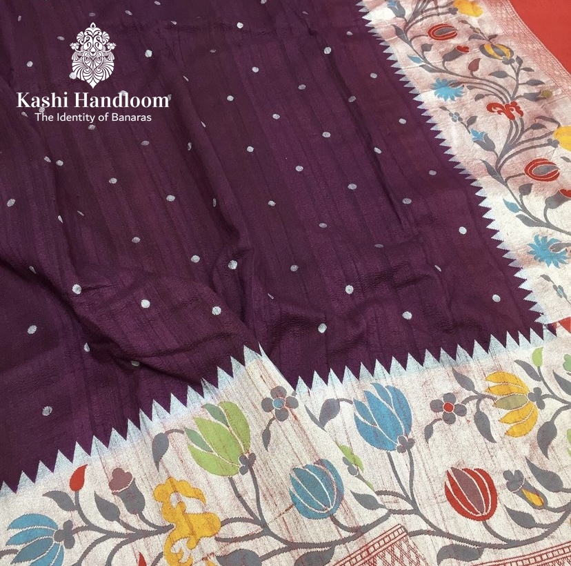 Banaras Handloom Pure Khaddi Tussar Georgette Saree