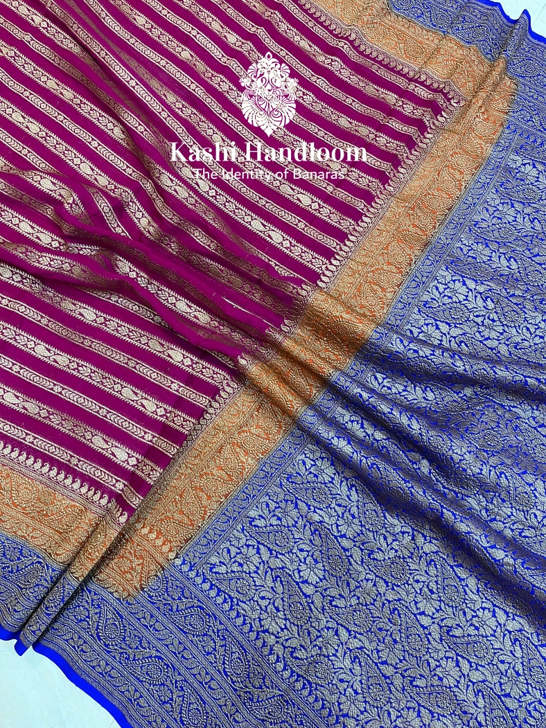 Banaras Handloom Khaddi Georgette Saree  Antique Zari