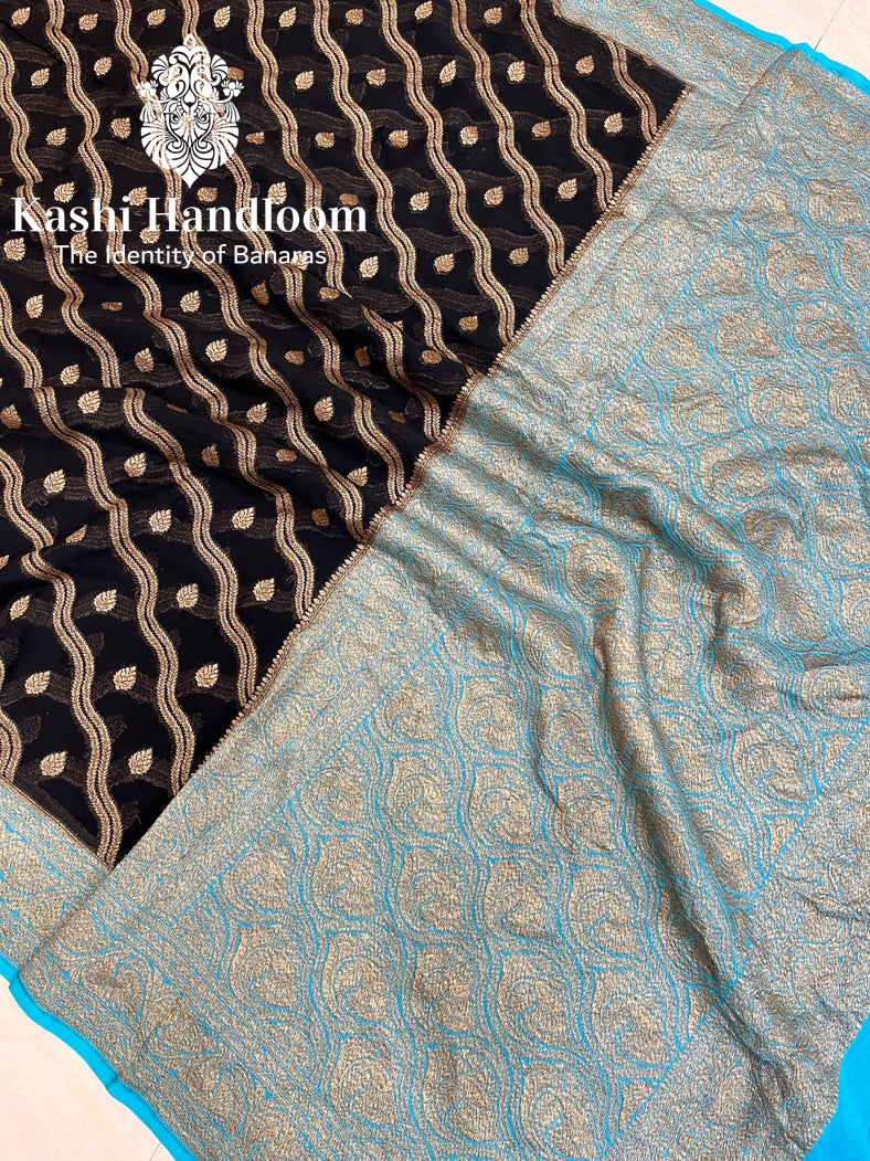 Banaras Handloom Khaddi Georgette Saree Antique Zari