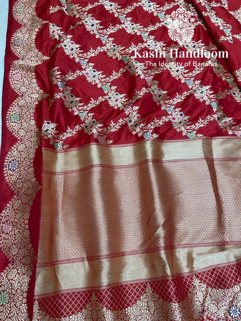 Banaras Handloom Pure Katan Silk kadhua Jangla Saree